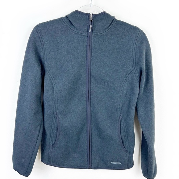 Marmot Women's black hooded fleece sweater size: M - Picture 1 of 15